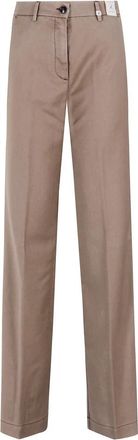 Myths Rechte broek - Dames - Straight fit broeken - Bruin - L - Leer - Broeken