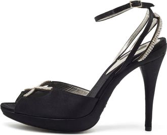 Dolce & Gabbana 125mm peep-toe platform sandals - women - Leather/Leather/Satin - 40 - Black