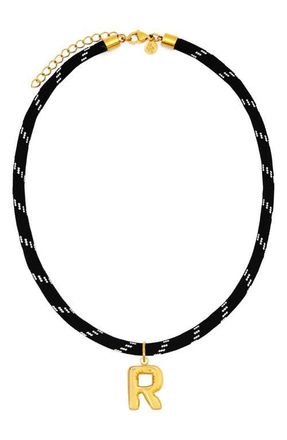 Petit Moments Bubble Initial Pendant Cord Necklace in Black-R at Nordstrom