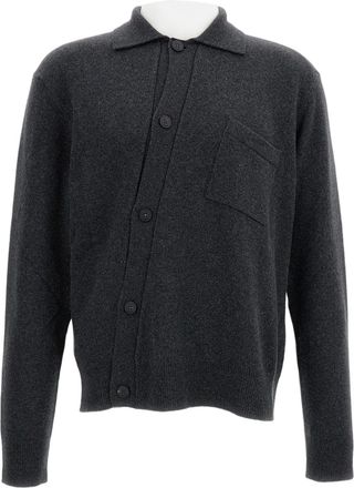 Jacquemus Wool Blend Cardigan With Diagonal Buttoning And Ribbed Finish