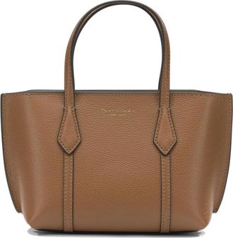 Tory Burch Pebble Leather Small Tote Bag - Dames - Shoppers - Bruin - ONE Size - Leer - Tassen