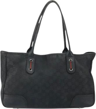 Gucci Pre-owned Tote Bags, female, Black, Size: ONE SIZE Pre-owned Canvas Tote Bag
