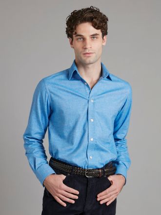 Oliver Brown Brushed Cotton Shirt - Mid Blue