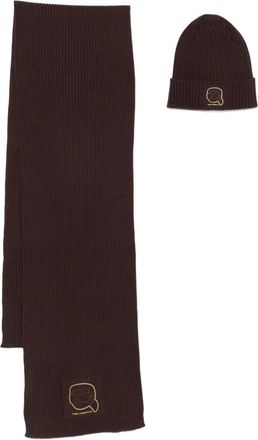 Karl Lagerfeld Geribbelde muts sjaal - Bruin