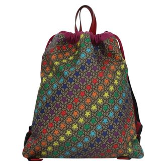 Gucci Childrens Drawstring Printed Gg Coated Canvas Multicolour Canvas Backpack Bag (Pre-Owned)