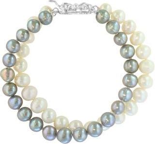 Effy Sterling Silver Freshwater Pearl Double Strand Bracelet in White at Nordstrom Rack, Size 7
