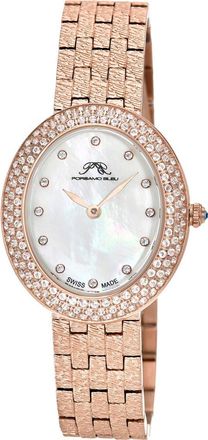 Porsamo Bleu Womens Porsamo Bleu Angelica Oval MOP Dial Topaz Stainless Steel Watch in Rose/White at Nordstrom Rack