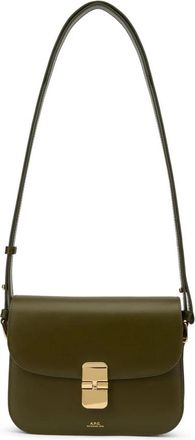 A.P.C. A.p.c., Tassen, Dames, Groen, ONE Size, Leer, Grace Kleine Schoudertas