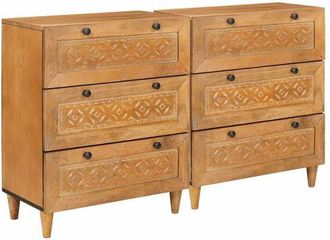 vidaXL Vitrina 2 pcs Marrón 60 x 33 x 75 cm madera maciza de mango vidaXL