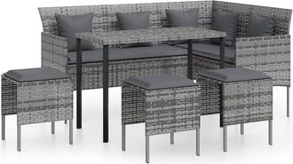 vidaXL Set De Sof&aacute;s En Forma De L 5 Pzas Cojines Rat&aacute;n Sint&eacute;tico Gris Vidaxl