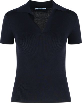 Max Mara Dunkelblaues Poloshirt Albero von Max Mara aus Schurwolle