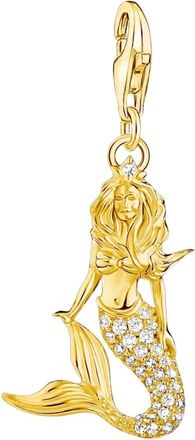 Thomas Sabo Charm hanger Zeemeermin 925 sterling zilver met 750 geelgouden plating - Dames - Sieraden - Geel - ONE Size - Leer - Accessoires