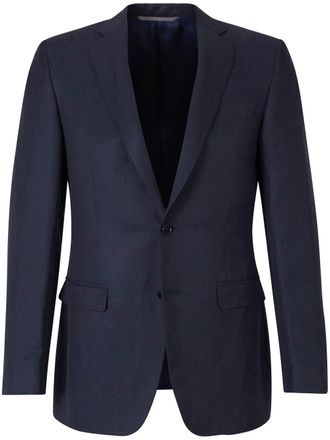 Canali single-breasted blazer - men - Silk/Linen/Flax - 46 - Blue