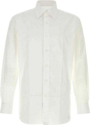 Brioni Essential Katoenen Formeel Overhemd - Heren - Zakelijke Overhemden - Wit - L - Katoen - Overhemden