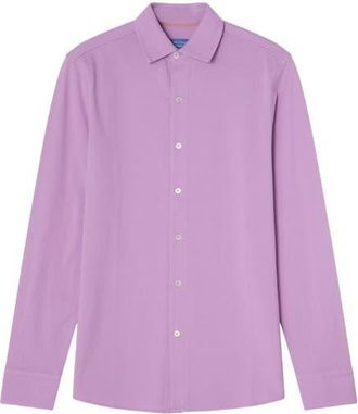 Robert Talbott Foster Long Sleeve Pique Knit Shirt in Classic Lavender at Nordstrom, Size Xxx-Large