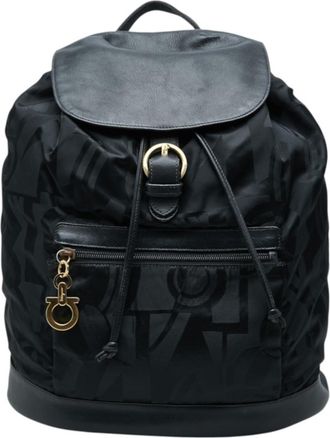 Ferragamo Black Nylon Leather Backpack (Pre-Owned)