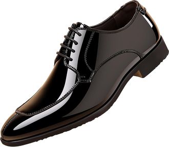 Generic Patent Leather Shoes Mens Wide Fit, Leather Shoes Men Formal Soft Comfortable Business Leather Shoes Low Top Fashion Loafers Shoes for Men Black Light