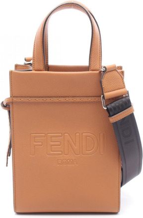 Fendi Brown Leather Handbag Tote Bag (Pre-Owned)