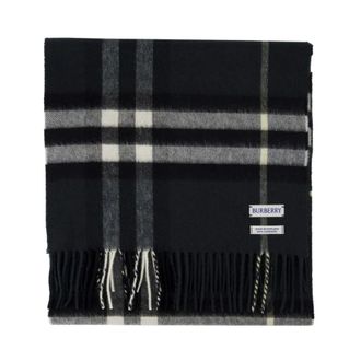 Burberry Winter Scarves, unisex, Black, Size: ONE SIZE Check Cashmere Scarf - Black