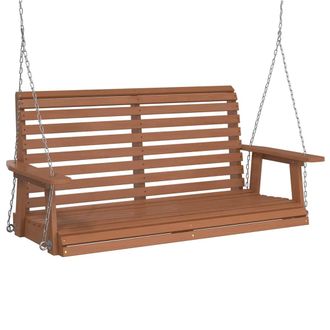 vidaXL Banco Columpio Jard&iacute;n Con Cadenas De Metal Madera Abeto Marr&oacute;n Vidaxl