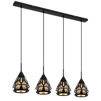 Netlighting Hassan Bar Pendant Ceiling Light Matt Black 4x E27
