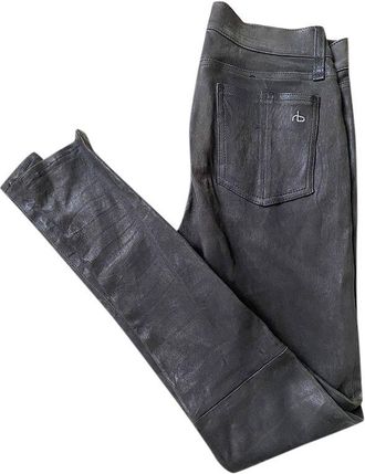 Rag & Bone Grey Stretch Leather Trousers Size 26/66