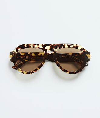 Bottega Veneta Mitre Aviator Sunglasses - Brown - Unisex