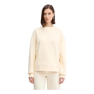 Patrizia Pepe Racing sweatshirt met logo - Dames - Sweatshirts - Beige - M - Katoen - Hoodies & sweatvesten