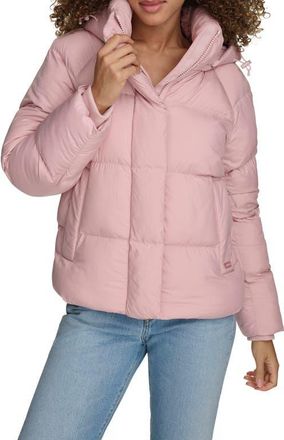Levi's Hooded Quilted Puffer Jacket in Pale Mauve at Nordstrom, Size X-Small