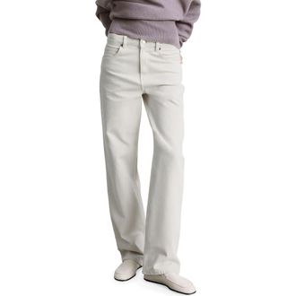 Mango High Waist Straight Leg Jeans in Light/Pastel Grey at Nordstrom, Size 12