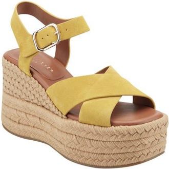 Marc Fisher Pasion Espadrille Ankle Strap Platform Wedge Sandal in Yellow at Nordstrom, Size 9.5