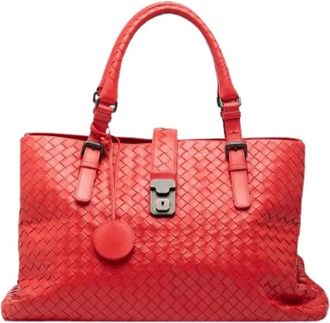Bottega Veneta Pre-owned Handbags, female, Red, Size: ONE SIZE Pre-owned Medium Roma