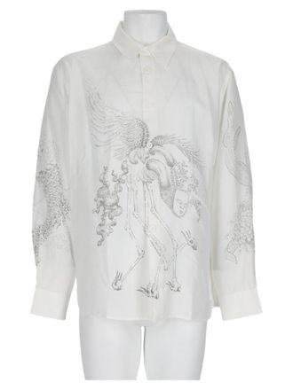 Our Legacy White Relaxed Fit Artistic Lyocell Casual Shirt
