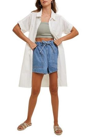 Wishlist Linen & Cotton Blend Mini Shirtdress in White at Nordstrom Rack, Size Medium