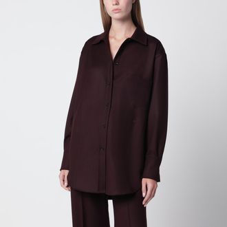 Victoria Beckham Camicia in flanella di lana vergine viola scuro Acai