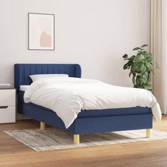 vidaXL Cama Box Spring Con Colch&oacute;n Tela Azul 80x200 Cm Vidaxl