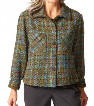 Habitat Confetti Plaid Shacket In Avocado