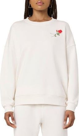 Florence By Mills Cozy Crush Forever Embroidered Oversize Sweatshirt in Jet Str Rose at Nordstrom Rack, Size X-Large