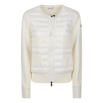 Moncler Jassen, Dames, Wit, M, Wol, Tricot Cardigan