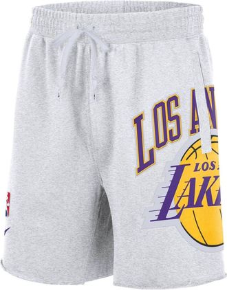 Nike Mens Nike NBA Los Angeles Lakers Knit Alphabet Printing Straight Shorts Birch Color DB1954-051