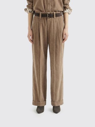 Brunello Cucinelli Pantaloni wide leg a vita alta in velluto con pince