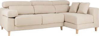 Deco Wood Sofá 4/5 plazas y chaise longue derecho color beige 300cm