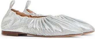 Mansur Gavriel Ruched Ballerina Flat in Silver at Nordstrom, Size 10.5Us