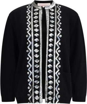 Valentino Pailletten Wol Vest met Zakken - Dames - Vesten - Zwart - S - Wol - Truien & Vesten