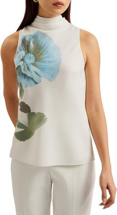 Ted Baker Setsuko Floral Sleeveless Top in White at Nordstrom, Size 4