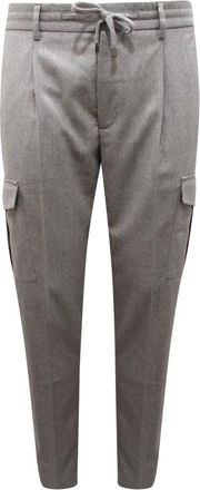 PESERICO Broeken, Heren, Grijs, M, Wol, Cargo wollen broek gemaakt in Italië