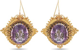 Luxury Bazaar Antique 14K Yellow Gold Amethyst Earrings MF19-022326