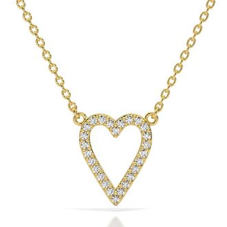 Pompeii3 1/5Ct Diamond Heart Pendant 14k Gold 18 Necklace Lab Grown 1/2
