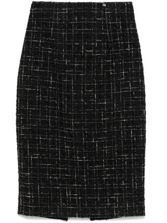 Nissa High waist boucl&eacute; midi-rok - Zwart