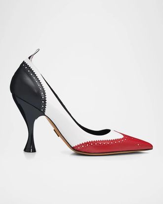 Thom Browne 90MM Wingtip Leather Pumps